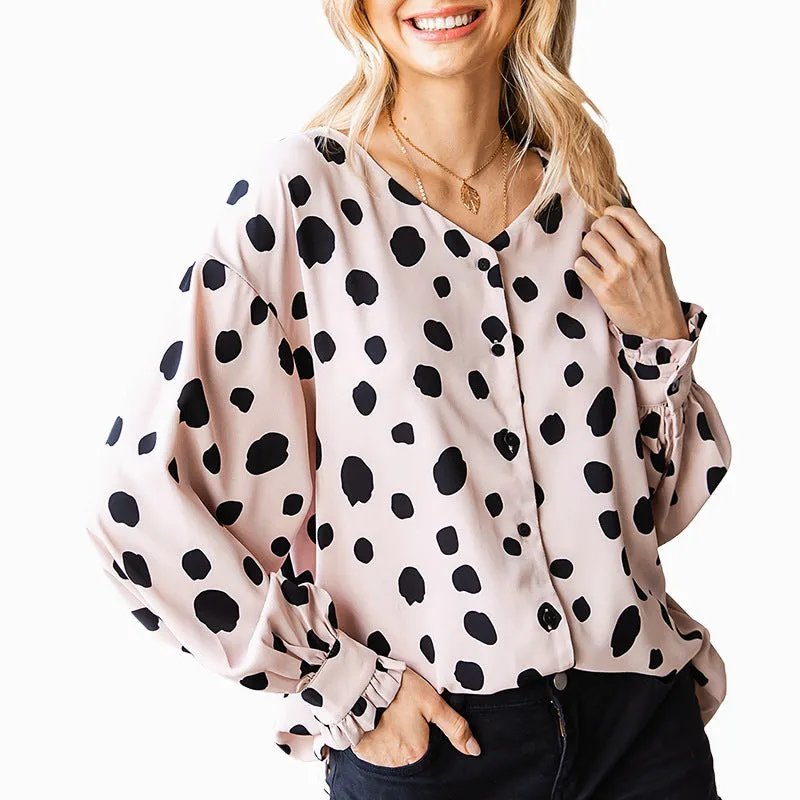 Polka Dot Chiffon Blouse Women’s Top