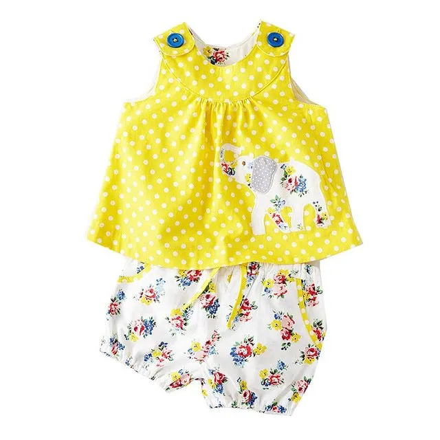 Polka Dot Elephant Top & Shorts Set, Size 18M-6Yrs