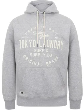 Portopalo Cove Brush Back Fleece Pullover Hoodie In Light Grey Marl - Tokyo Laundry