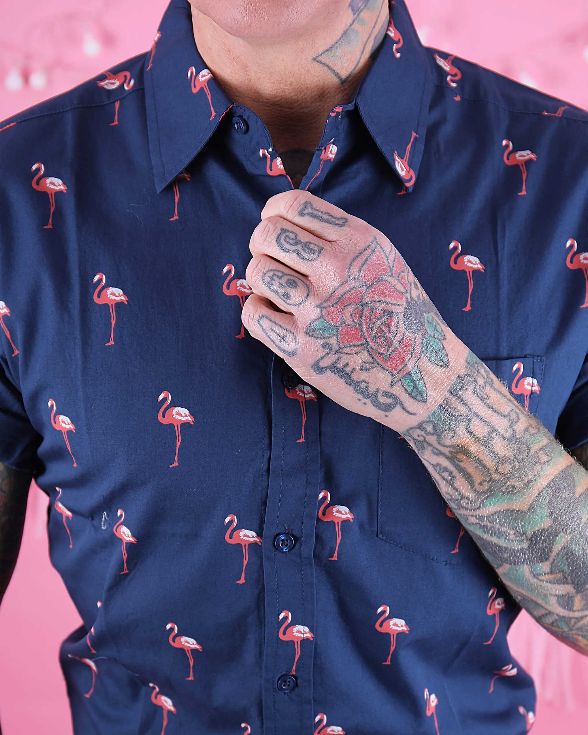 Preppy Flamingo Short Sleeve Shirt