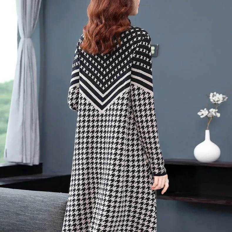 Printed Plaid Knit Dress