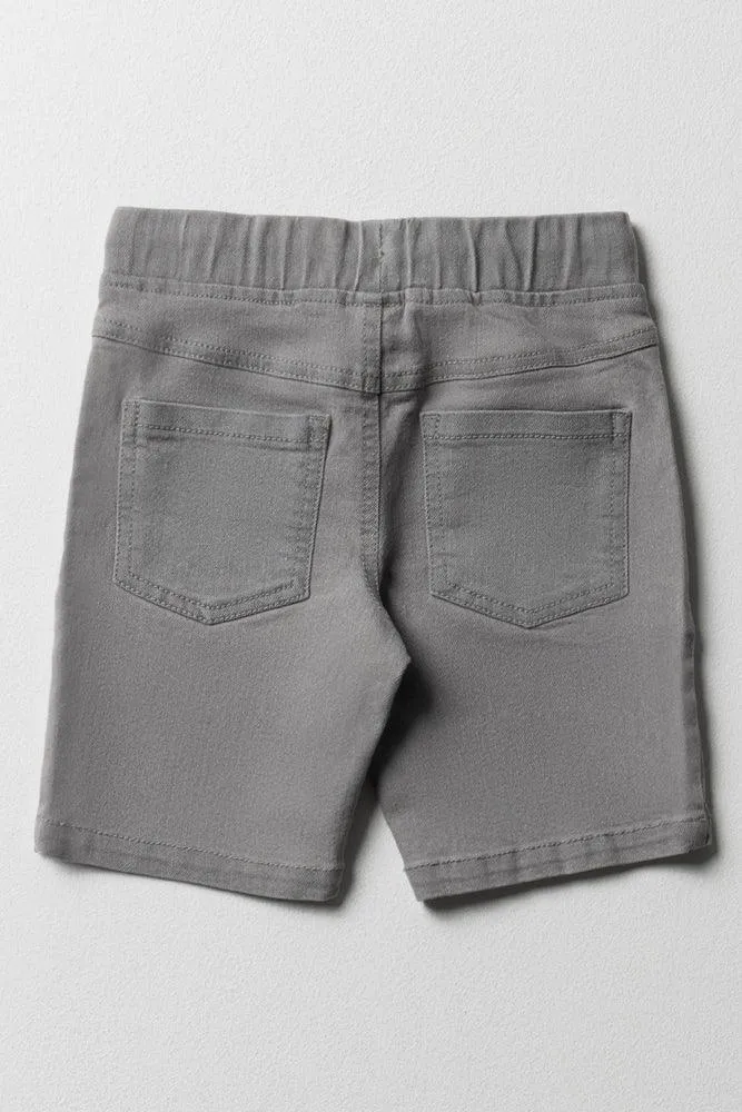 Pull On Denim Shorts Grey