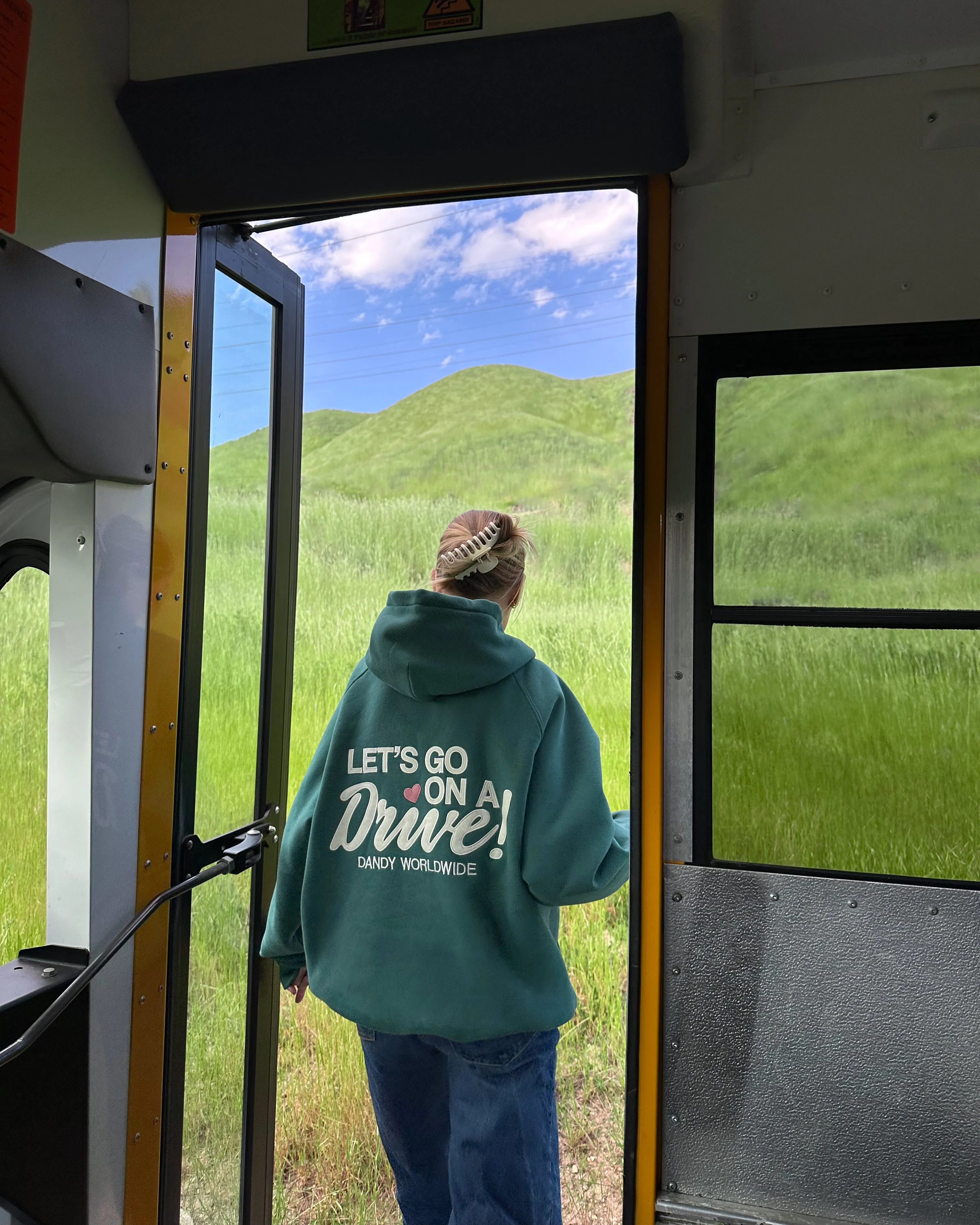 "Let's Go on a Drive" Oversized Lux Hoodie in Green