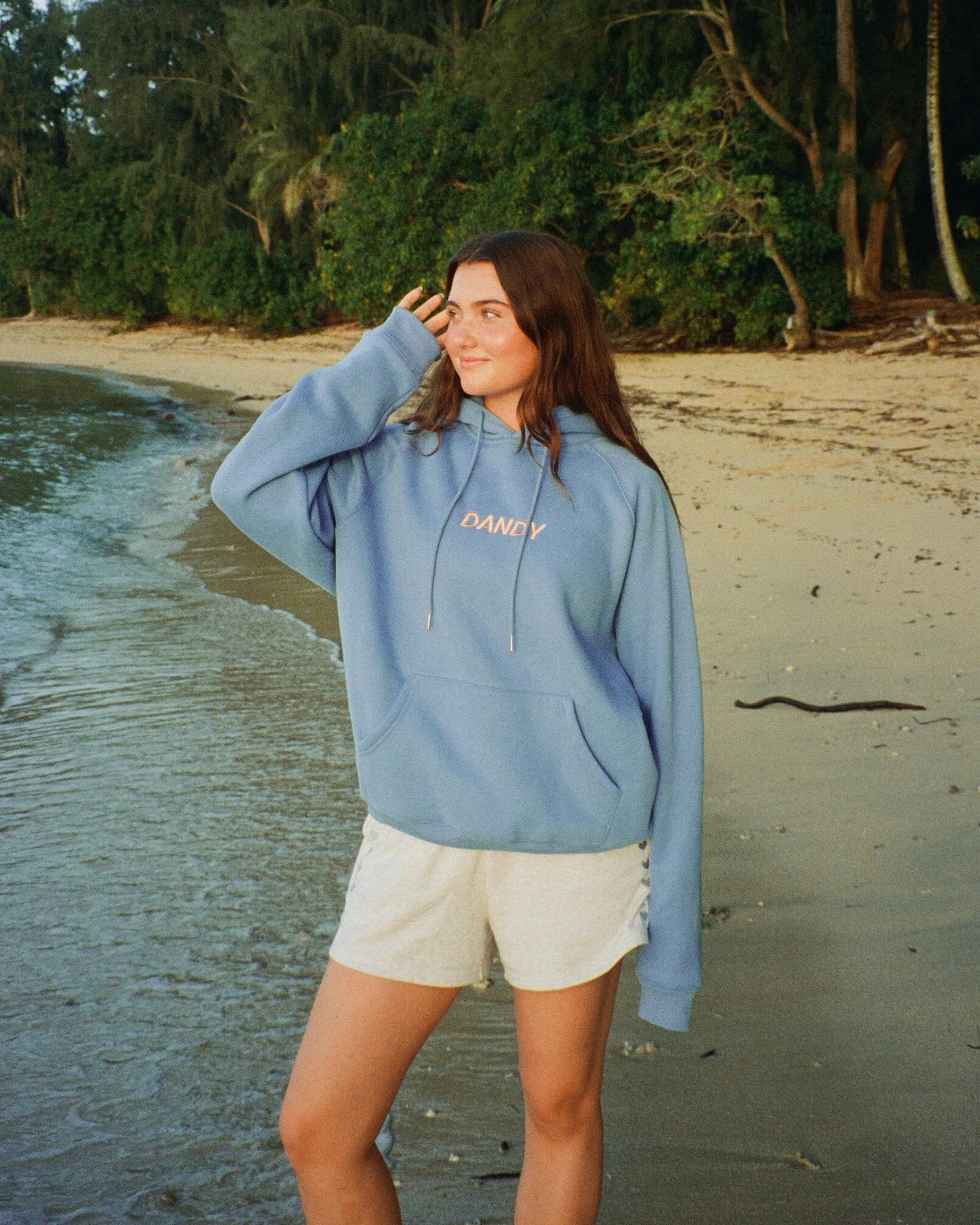 "Let's Watch the Sunset" Oversized Lux Hoodie in Blue