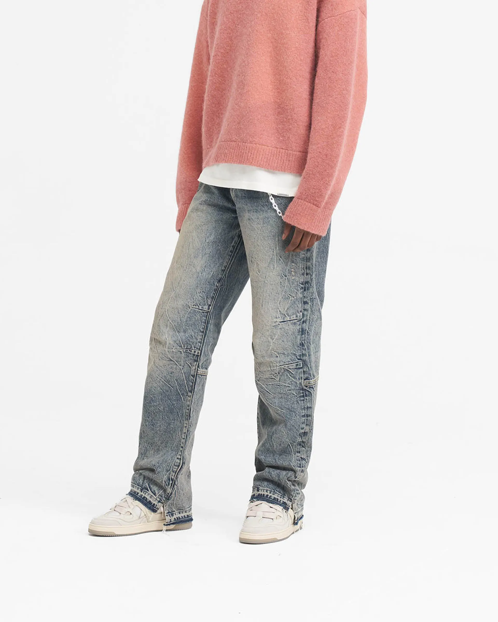 R2 Stepped Hem Denim - Mid Blue