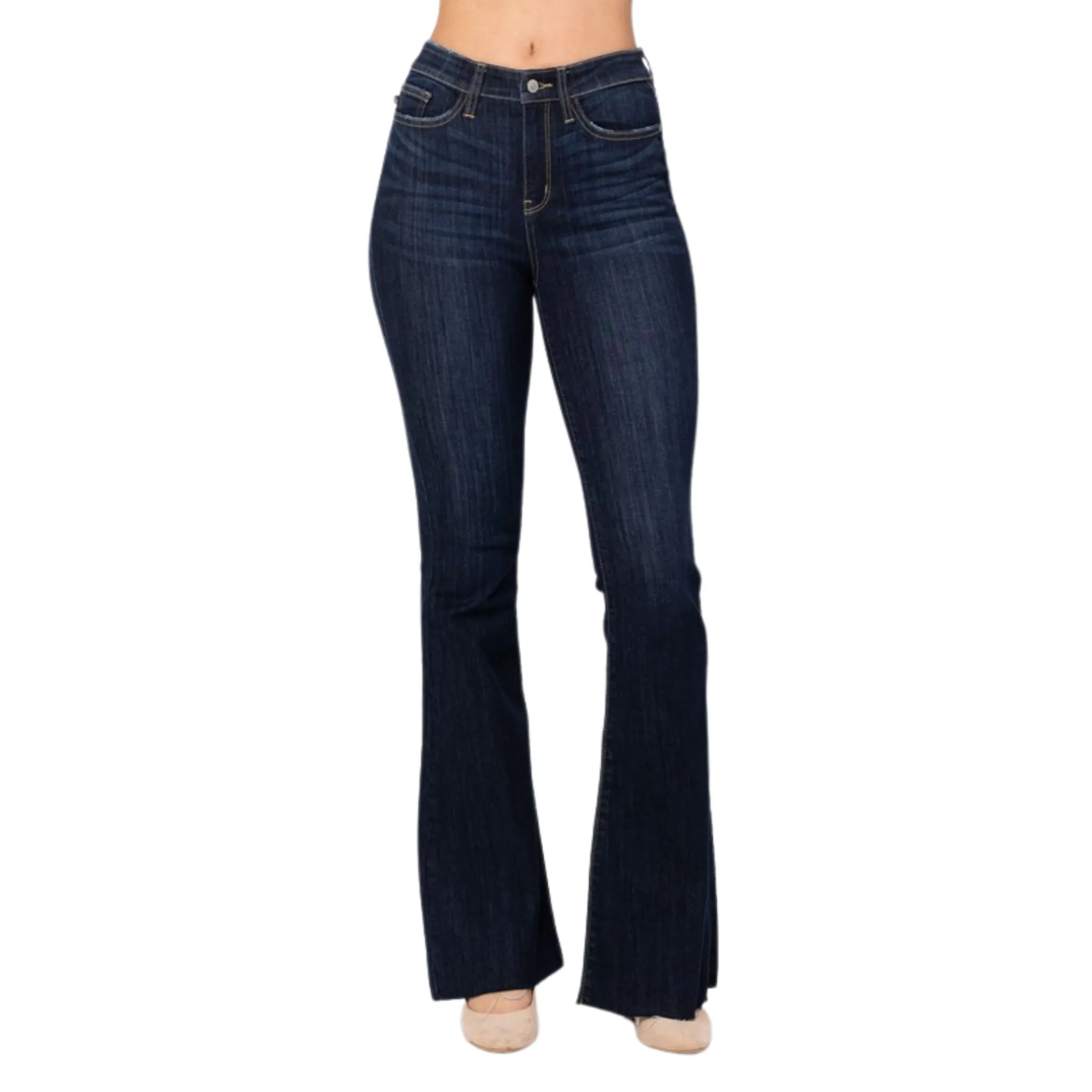 Raw Hem Flare Jeans