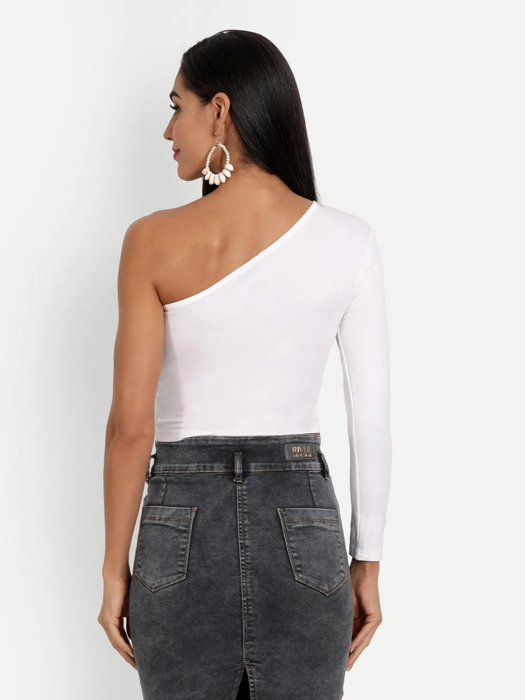 Regan White One Shoulder Top