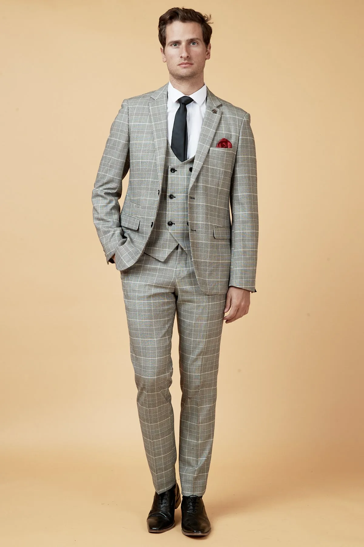 ROSS - Grey Check Three Piece Suit