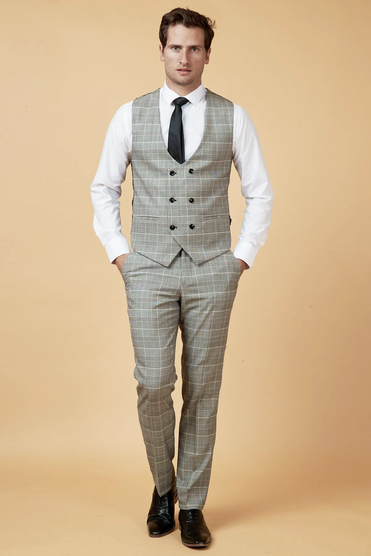 ROSS - Grey Check Three Piece Suit