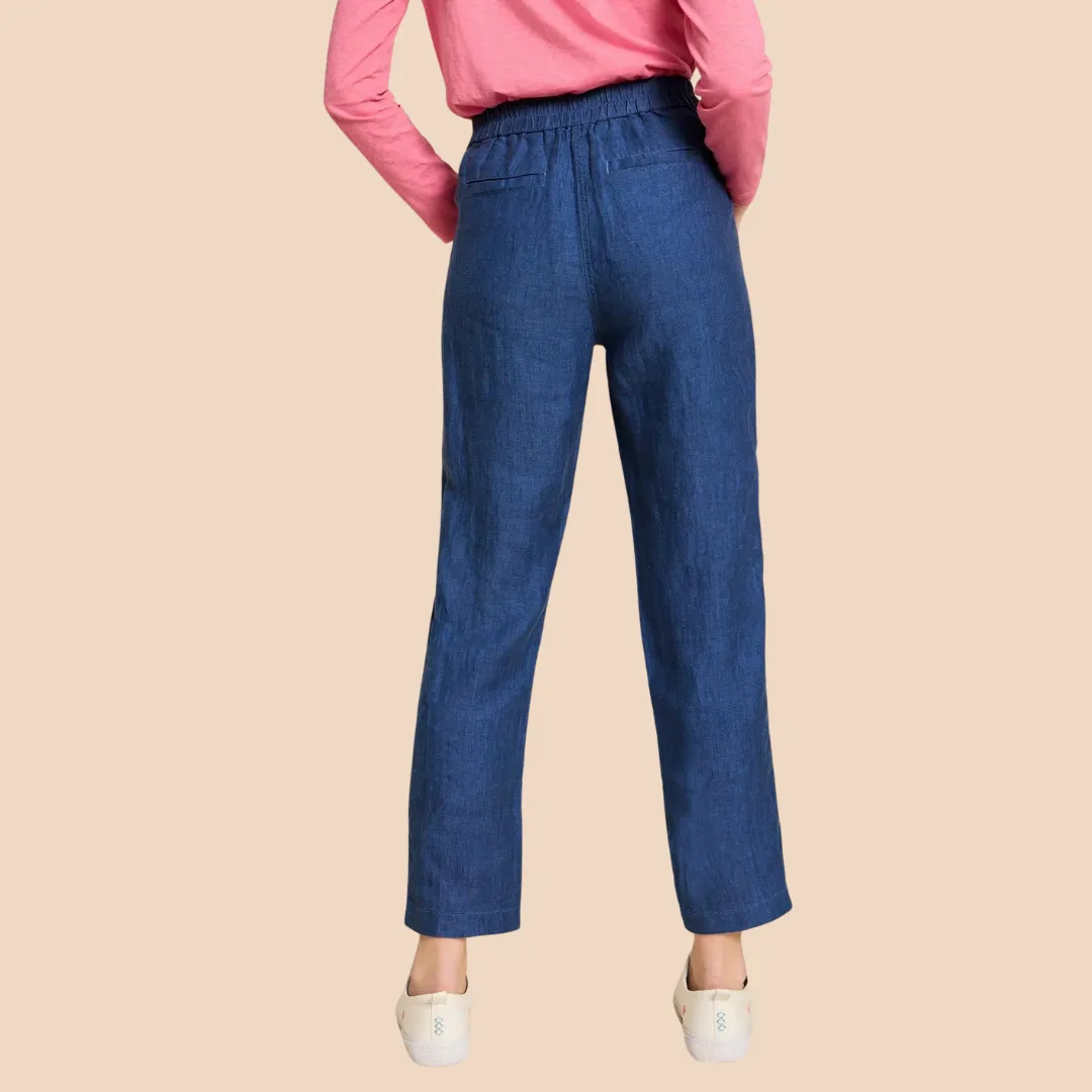 Rowena Linen Trousers - Dark Navy