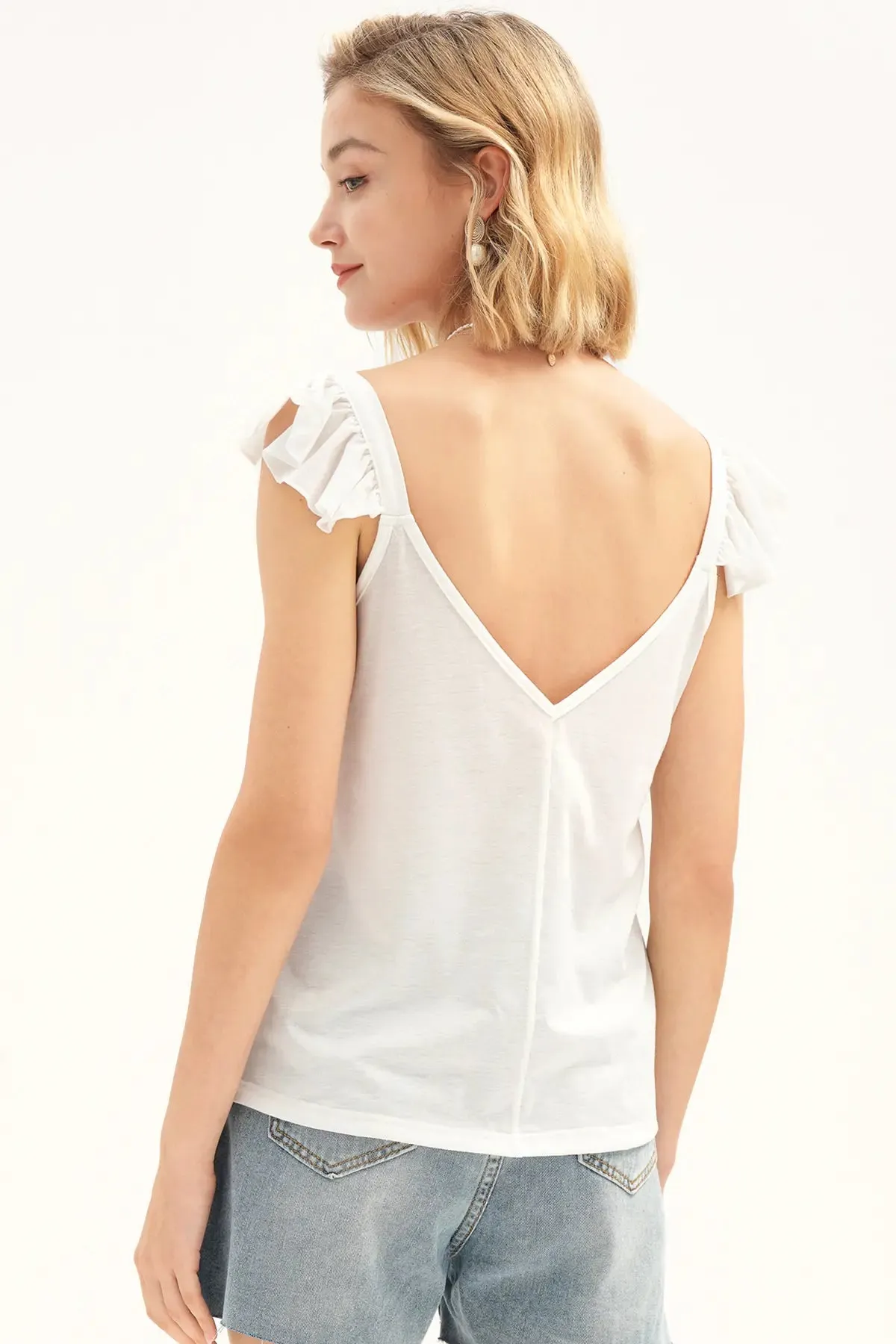 Scoop Neck Butterfly Sleeve Top