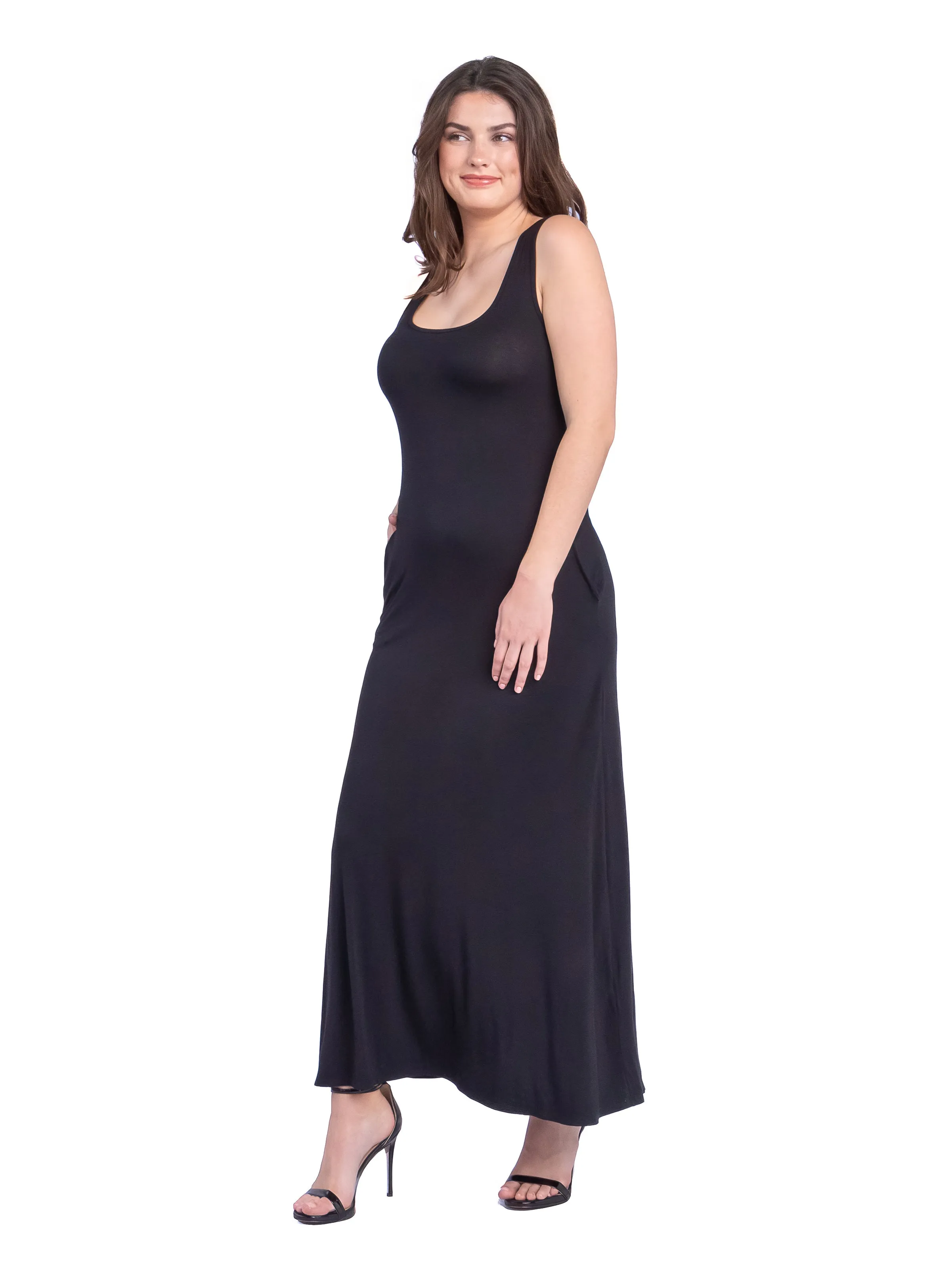 Scoop Neck Sleeveless Maxi Dress with Pockets