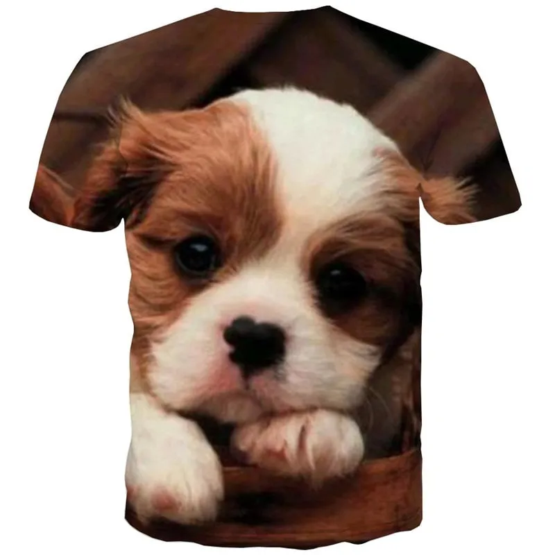 shirt dog tee shirt Puppy Cute animal big Smart dogs Casual male art costume