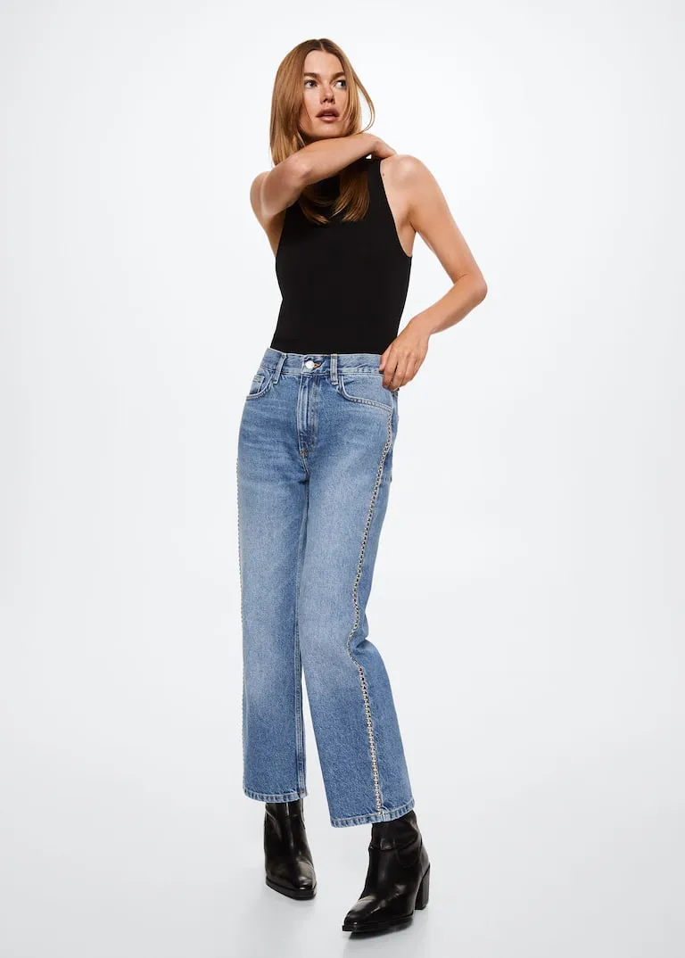 Straight-fit jeans with studs