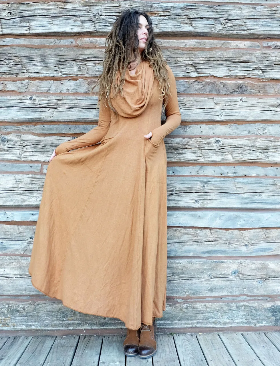 Super Cowl Perfect Pockets Long Dress