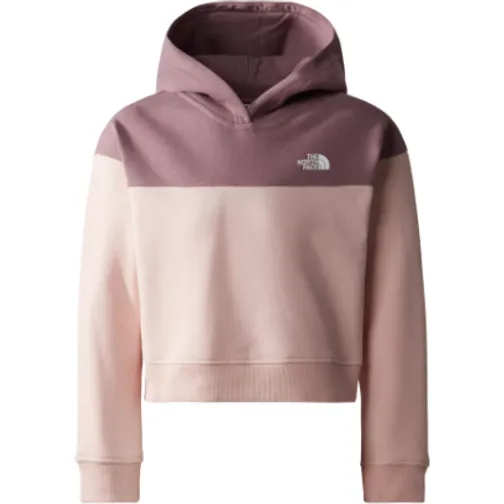 The North Face Girls Crop Pullover Hoodie Pink Moss/Fawn Grey