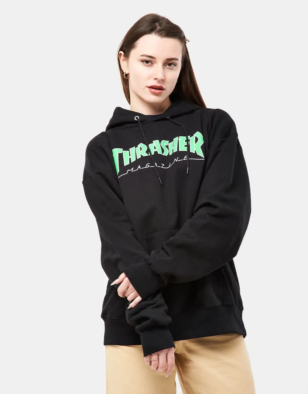 Thrasher Outlined Pullover Hoodie - Black/Green