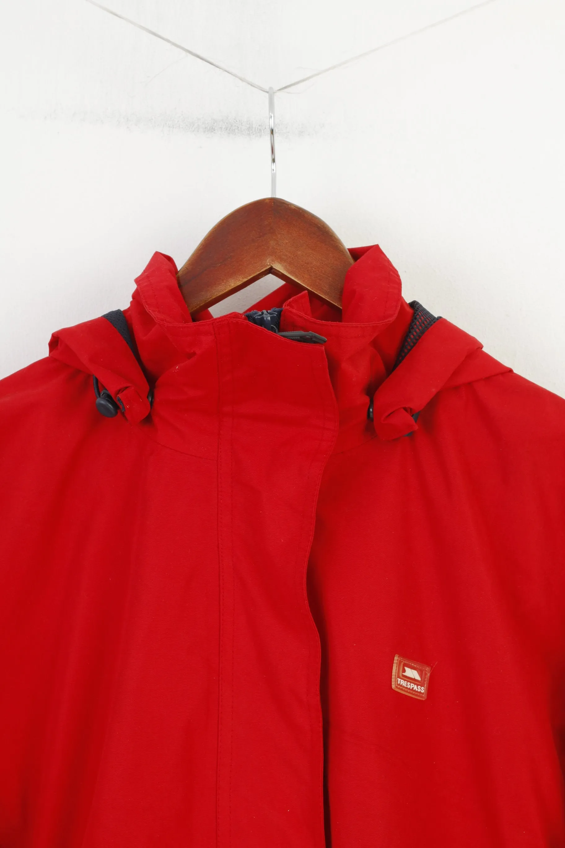 Trespass Woman M Jacket Red Full Zipper Waterproof Pockets Hood Vintage Top