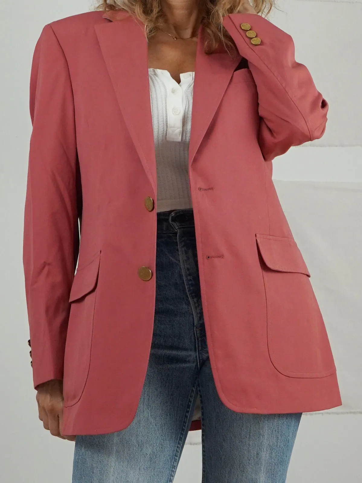 Vintage Dusty Rose Monogram Blazer