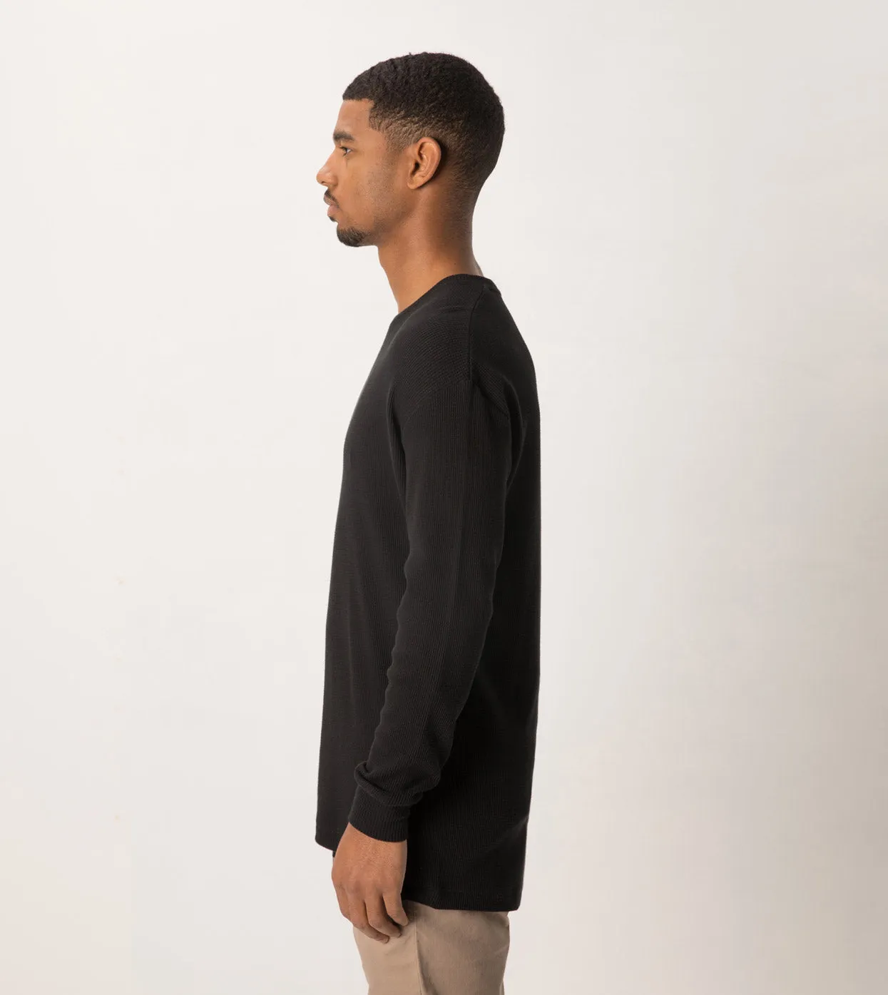 Waffle Rugger LS Tee Black