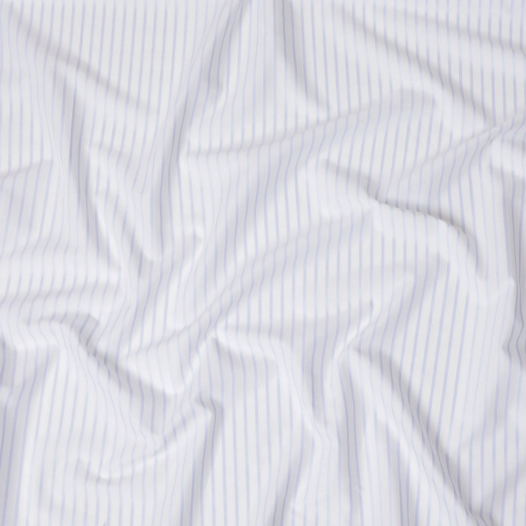 White Premium pure Swiss 100% cotton shirting fabric with baby blue print in stripe design-D16611