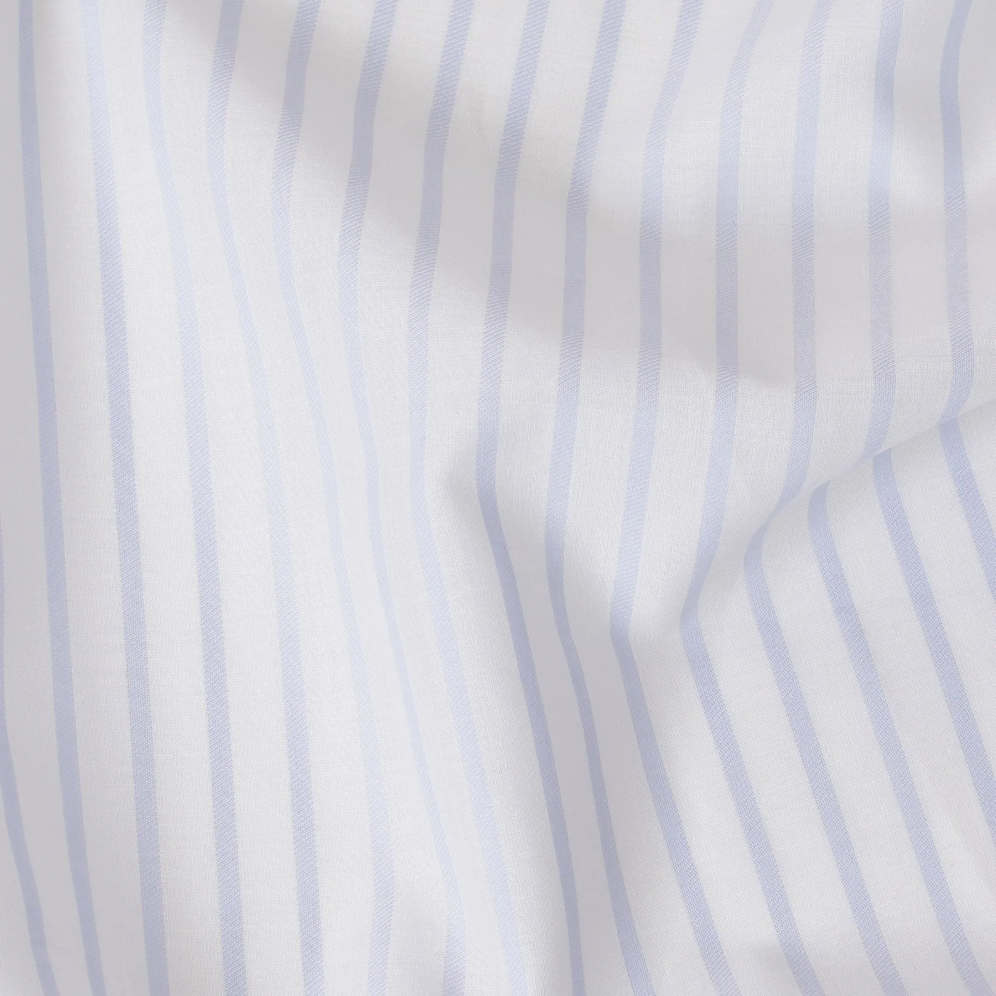 White Premium pure Swiss 100% cotton shirting fabric with baby blue print in stripe design-D16611