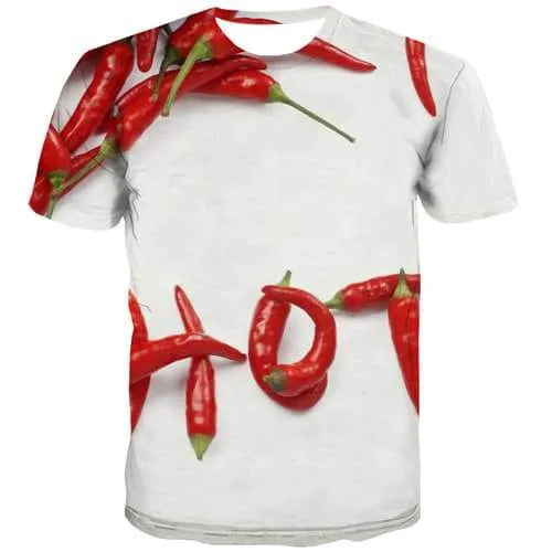 White T-shirt Men Food T-shirts Graphic Art T-shirts 3d Harajuku T shirts Funny Short Sleeve Full Print Men Tee Top O-neck Sport