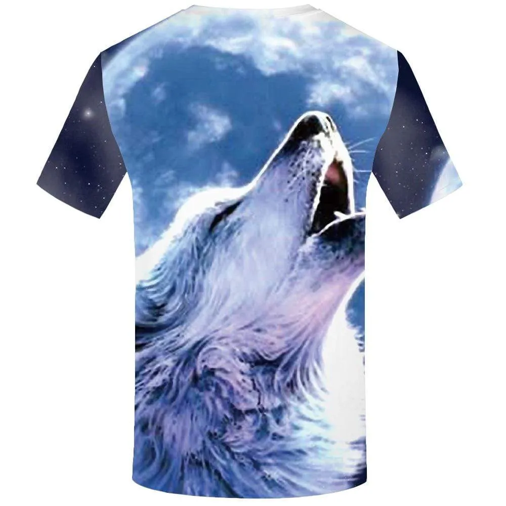 Wolf T-shirts Men Moon Tshirts Print Animal Tshirt Anime Angry T shirts Funny T-shirt 3d Mens Clothing Casual Unisex Printed