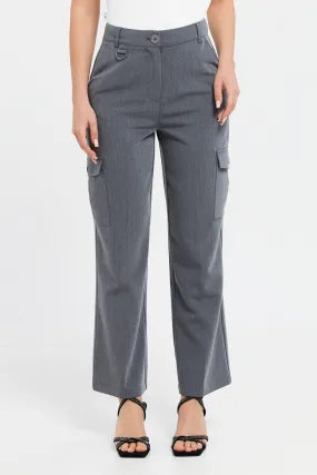 Women Grey Wide Leg Cargo Trouser