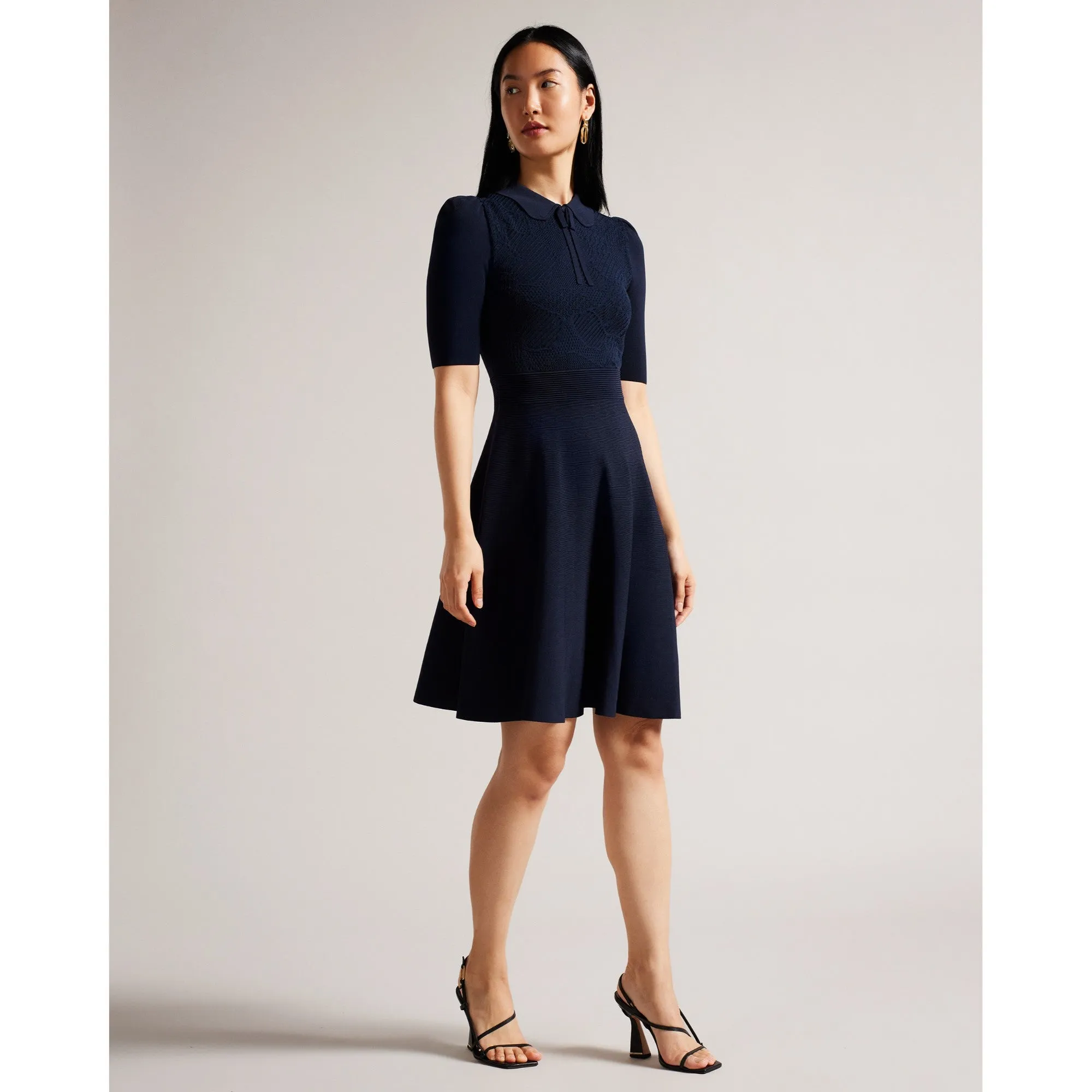 Women Wmd-Hillder-Delicate Pointelle Knit Dress - Dk-Blue