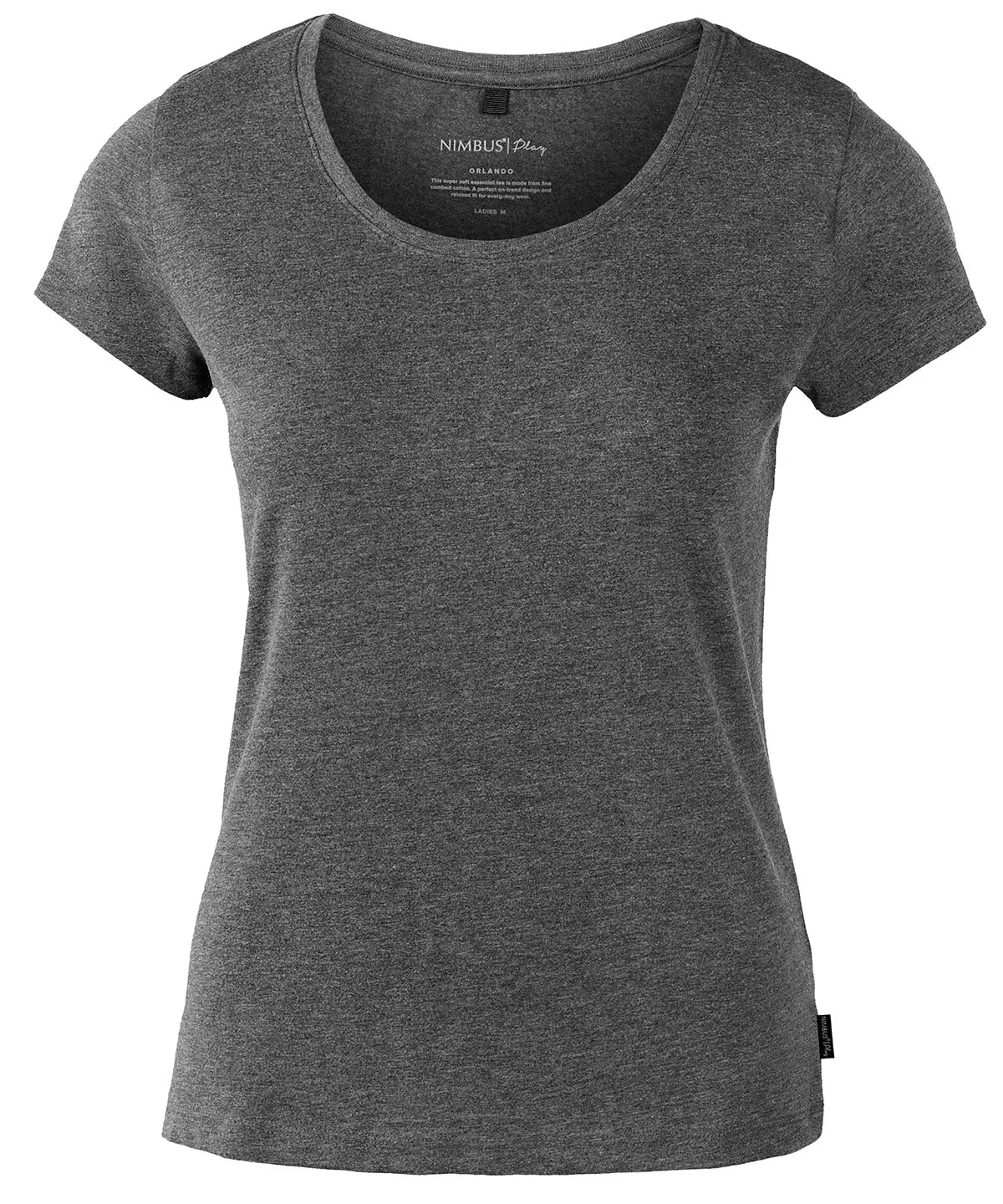 Womens Orlando  soft round neck t-shirt | Black Melange