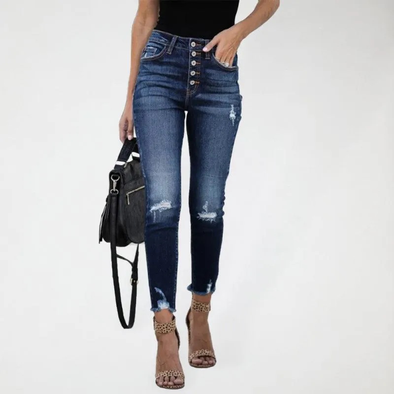 Women's Skinny Jeans - Ripped High Waist Jeans