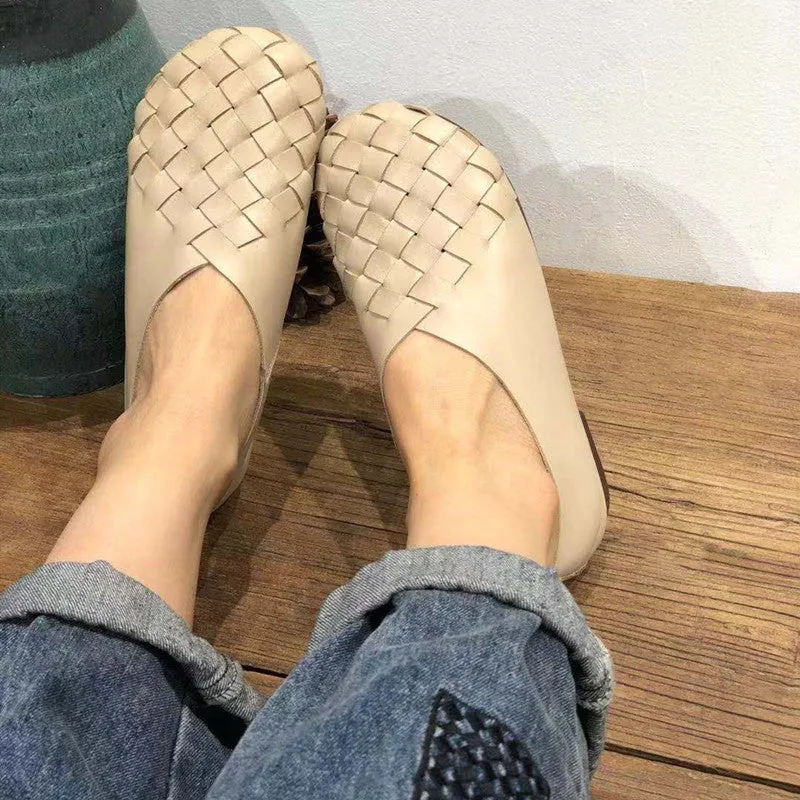 Women's Soft Woven Leather Slip-on Shoes