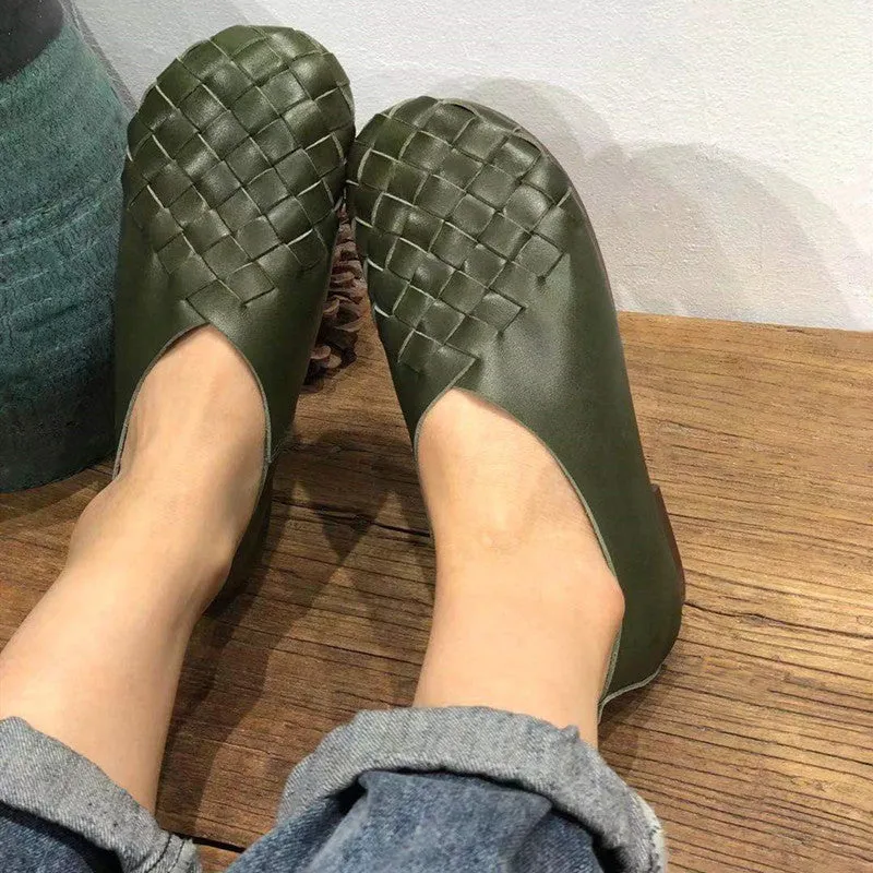 Women's Soft Woven Leather Slip-on Shoes