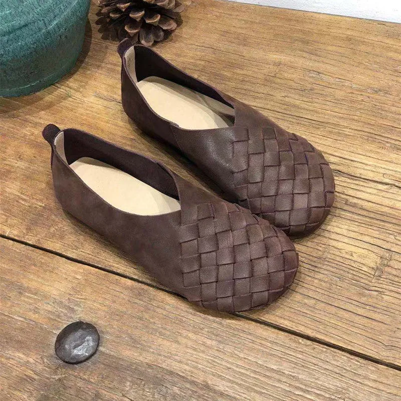 Women's Soft Woven Leather Slip-on Shoes