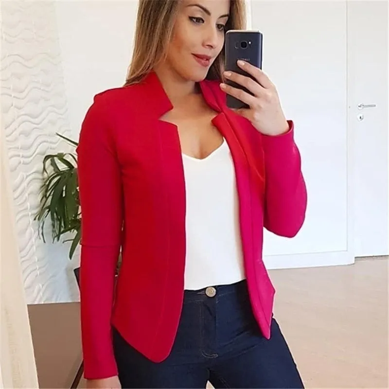 Womens Summer Long Sleeve Open Stitch Slim Blazer