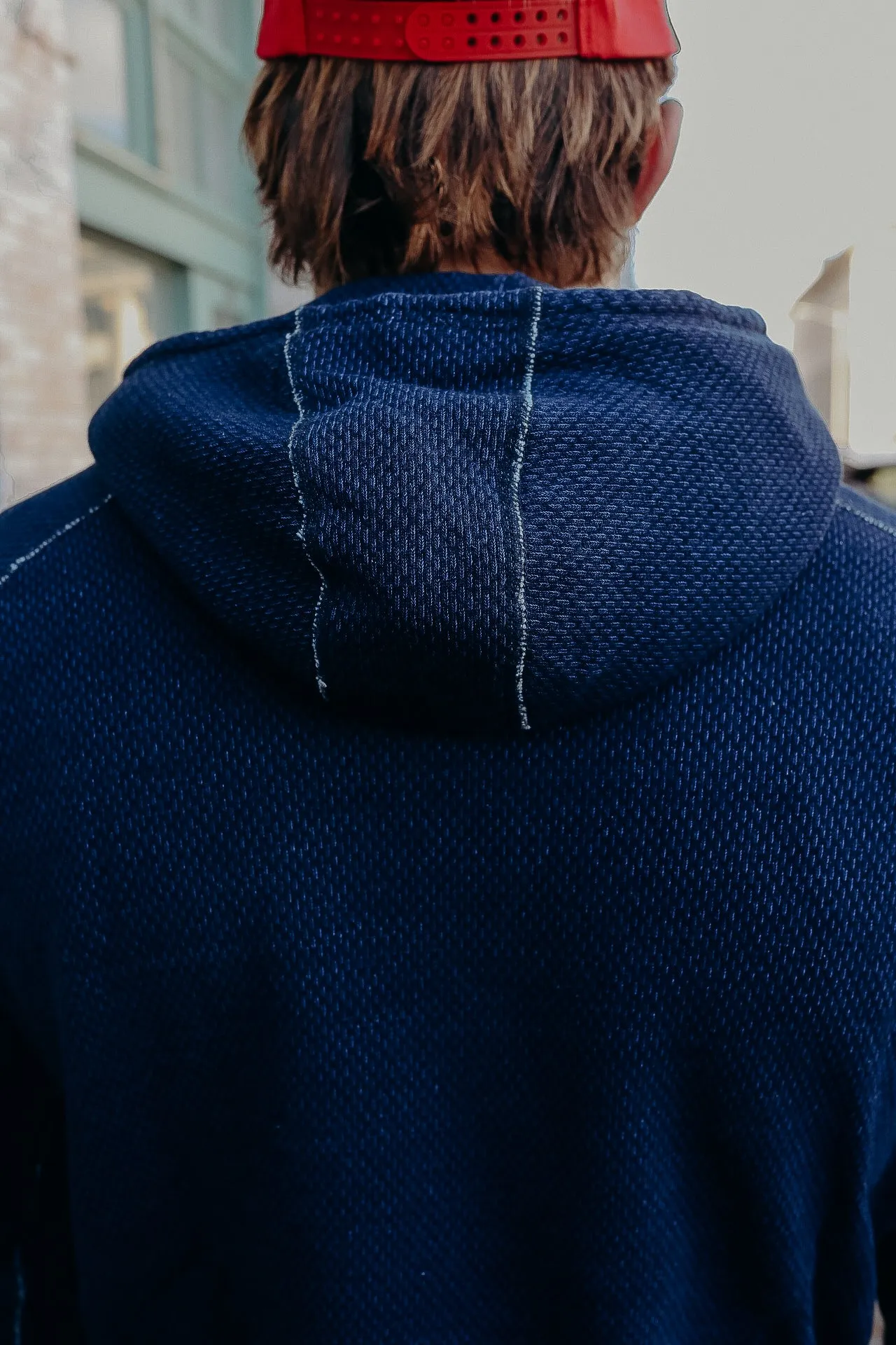 Yarn Dyed Indigo Hoodie - Sashiko (5410-3)